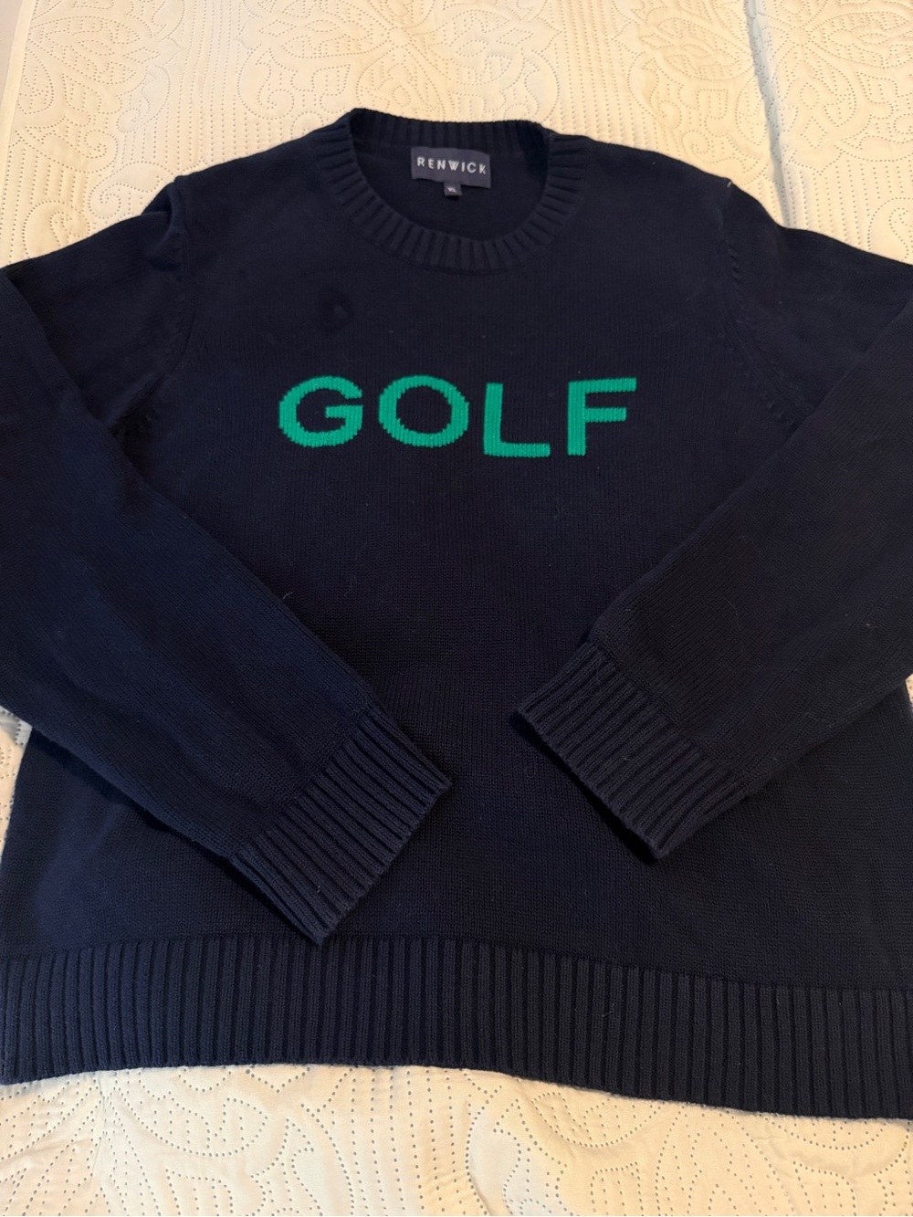 Renwick Women’s Cableknit GOLF navy Sweater Size XL RNWK